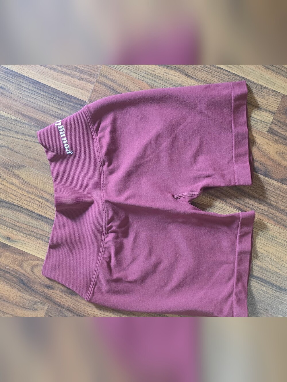 YoungLA Ribbed High-Waist Bike Shorts - Berry